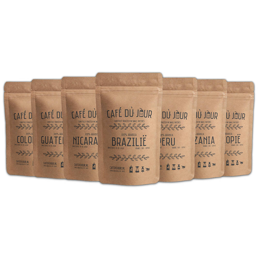 Single origins verse koffie 7 x 250 gram - Café du Jour verse koffiebonen en vers gemalen koffie